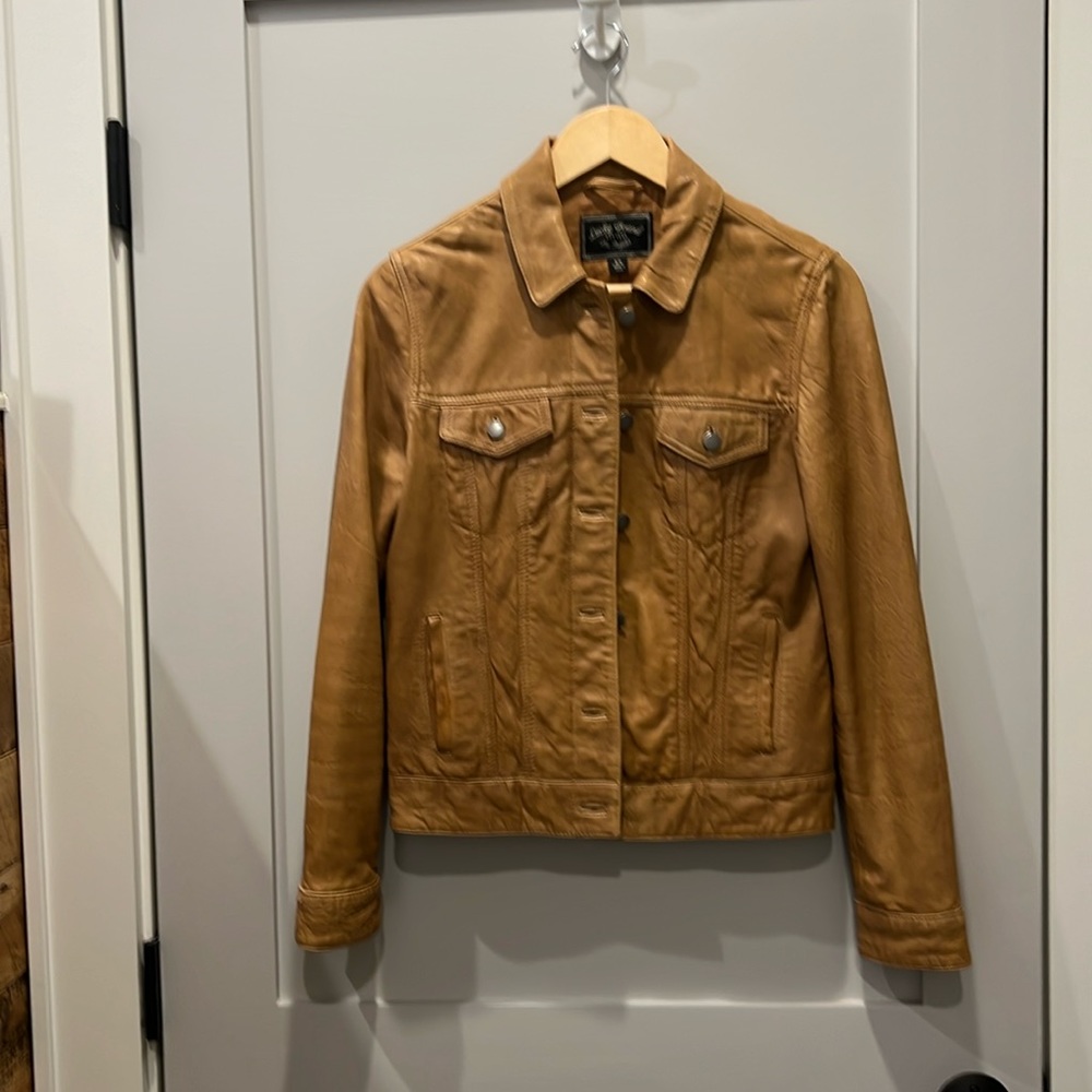 Lucky Brand Leather Jacket- Cognac -xs